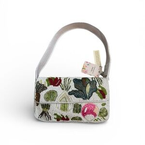 Elegant White Embroidered Shoulder Bag